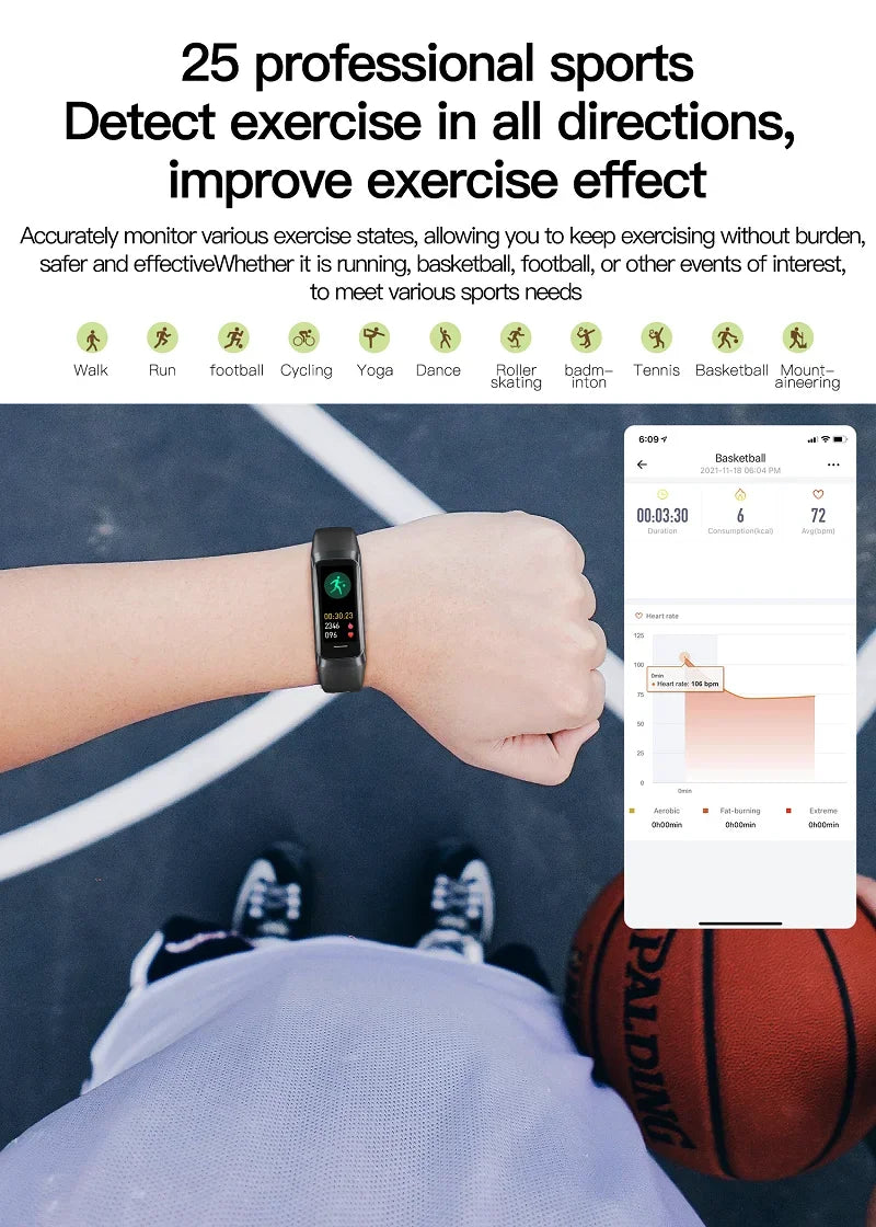 1.1 Inch Amoled Smart Watch Smartwatch Band Women Heart Rate Monitoring Waterproof Men Smart Bracelet Sport Fitness Tracker