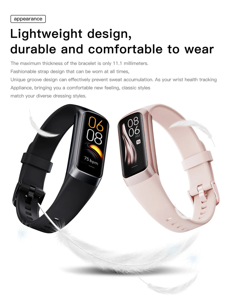 1.1 Inch Amoled Smart Watch Smartwatch Band Women Heart Rate Monitoring Waterproof Men Smart Bracelet Sport Fitness Tracker