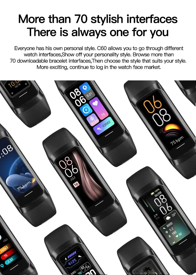 1.1 Inch Amoled Smart Watch Smartwatch Band Women Heart Rate Monitoring Waterproof Men Smart Bracelet Sport Fitness Tracker