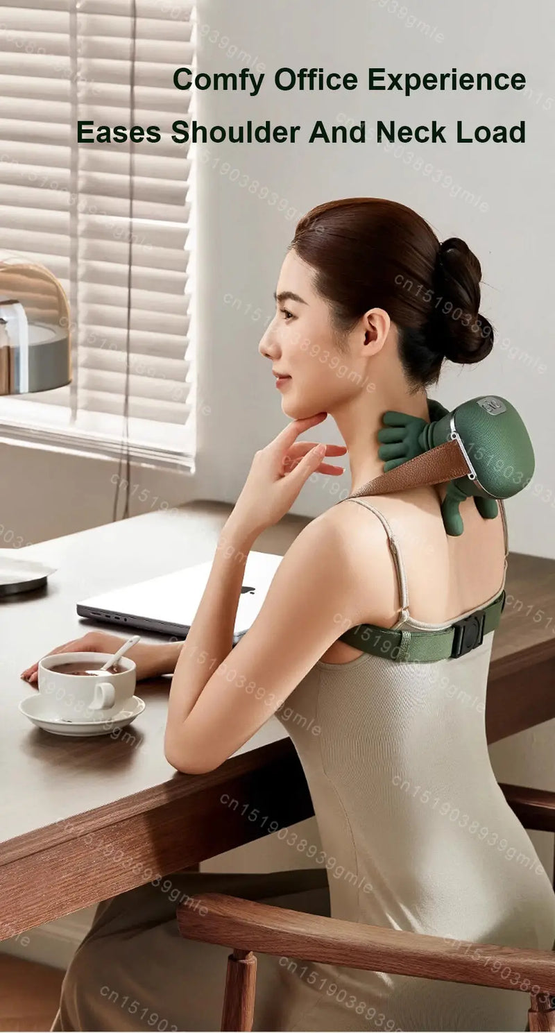 Electric Neck and Shoulder Massager Cervical Spine Massager Trapezius Kneading Muscles Heated Back Massagers Pillow Relaxation