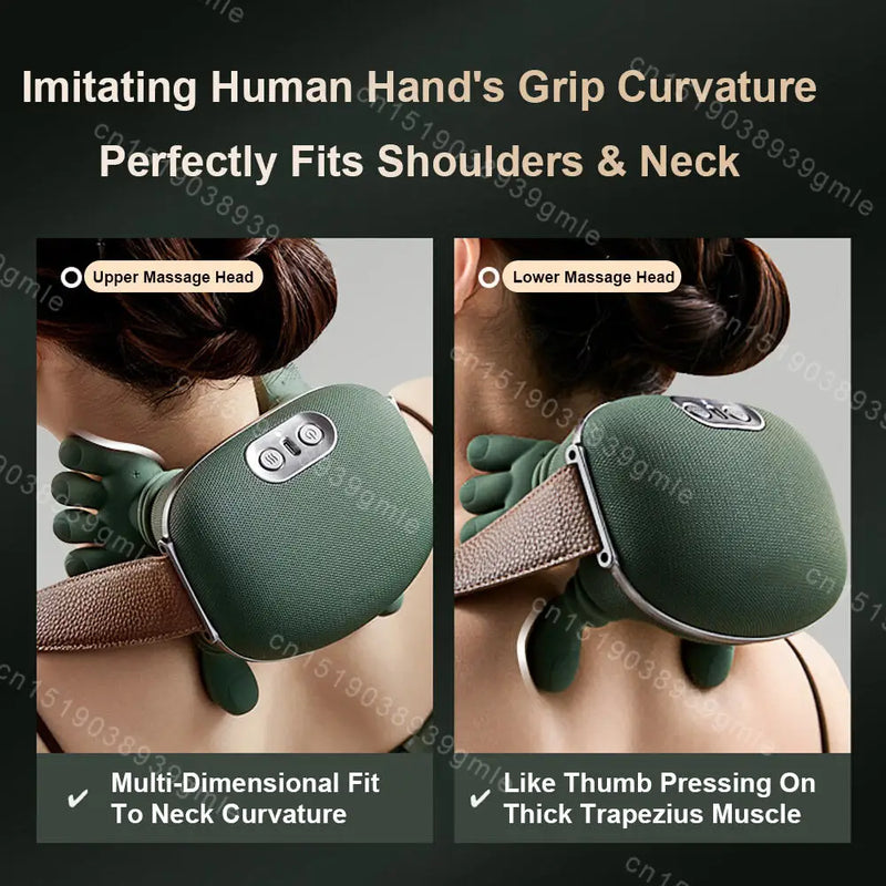Electric Neck and Shoulder Massager Cervical Spine Massager Trapezius Kneading Muscles Heated Back Massagers Pillow Relaxation