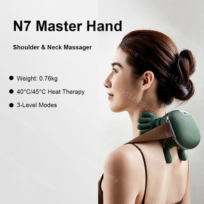 Electric Neck and Shoulder Massager Cervical Spine Massager Trapezius Kneading Muscles Heated Back Massagers Pillow Relaxation