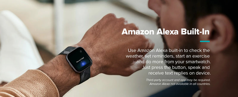 Fitbit Versa 2 Health and Fitness Smartwatch with Heart Rate, Music, Alexa Built-In, Sleep and Swim Tracking, Black/Carbon