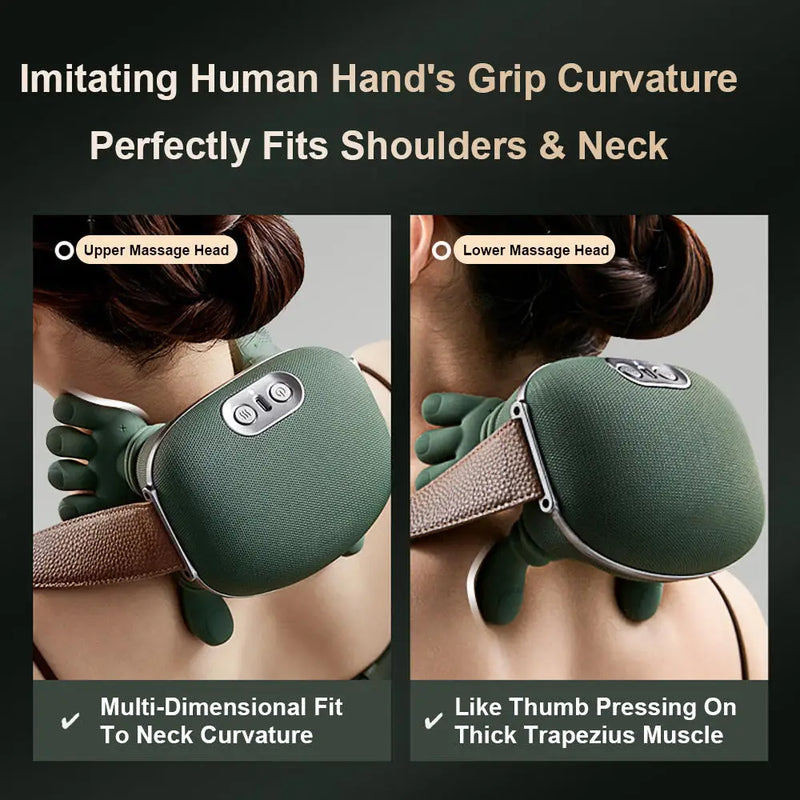 Electric Neck and Shoulder Massager Cervical Spine Massager Trapezius Kneading Muscles Heated Back Massagers Pillow Relaxation