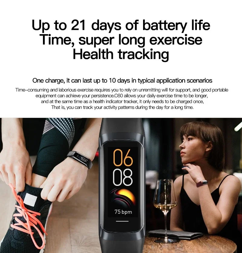 1.1 Inch Amoled Smart Watch Smartwatch Band Women Heart Rate Monitoring Waterproof Men Smart Bracelet Sport Fitness Tracker
