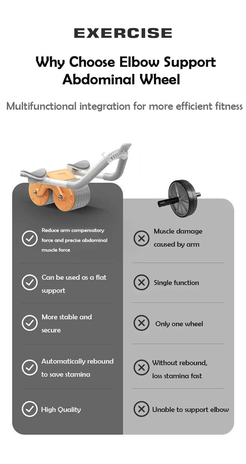 Dual-use Arm Support AB Roller Wheel Home Use Abdominal Wheel Automatic Rebound Abdominal Exercise Machine For Men Women