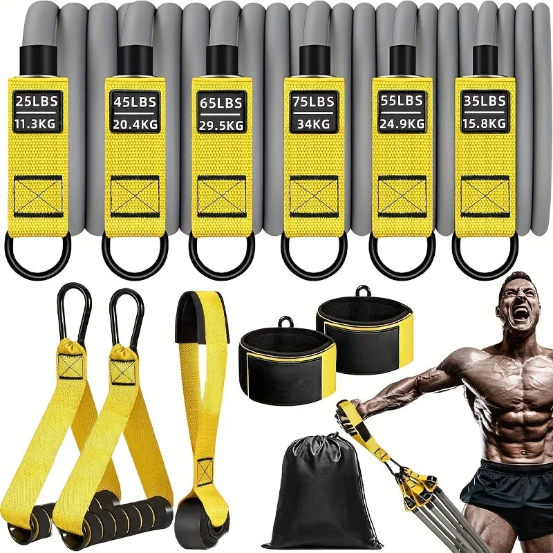 12 piece high-strength tension rope training set - environmentally friendly TPE latex anti breakage elastic band/resistance band