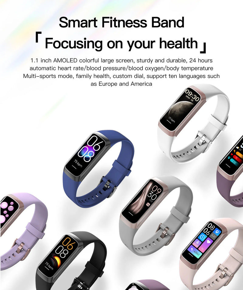 1.1 Inch Amoled Smart Watch Smartwatch Band Women Heart Rate Monitoring Waterproof Men Smart Bracelet Sport Fitness Tracker