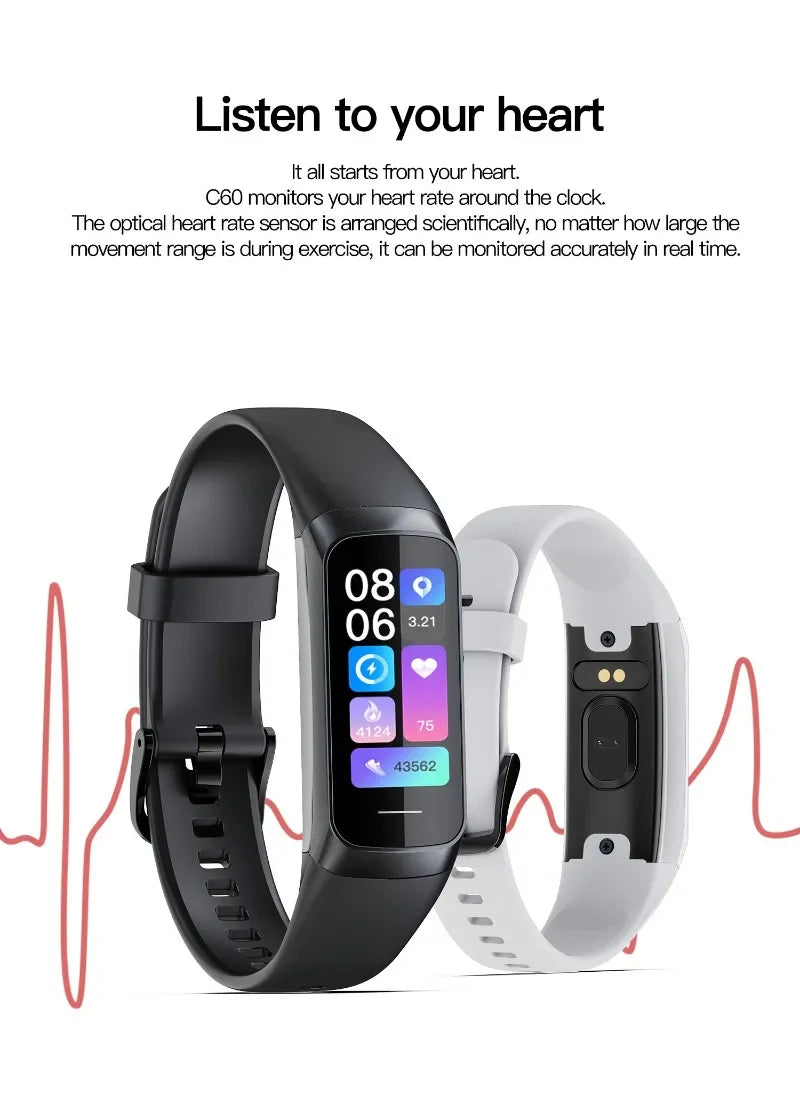 1.1 Inch Amoled Smart Watch Smartwatch Band Women Heart Rate Monitoring Waterproof Men Smart Bracelet Sport Fitness Tracker