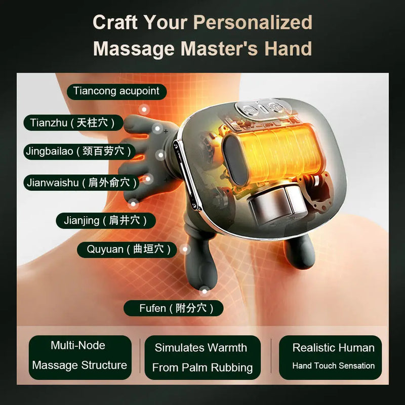 Electric Neck and Shoulder Massager Cervical Spine Massager Trapezius Kneading Muscles Heated Back Massagers Pillow Relaxation