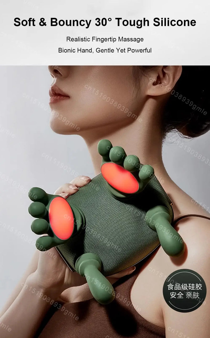 Electric Neck and Shoulder Massager Cervical Spine Massager Trapezius Kneading Muscles Heated Back Massagers Pillow Relaxation