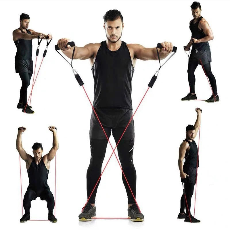 11pcs TPE Resistance Band Set Fitness Band Pull Rope Elastic Training Band With Door Anchor Handles Carry Bag Legs Ankle Straps