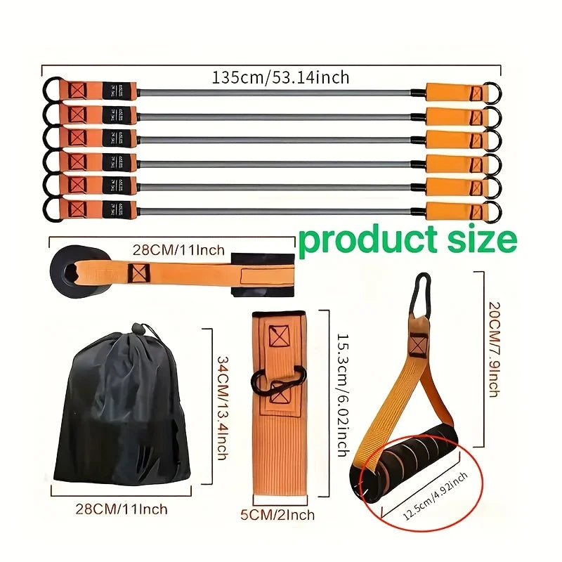 12 piece high-strength tension rope training set - environmentally friendly TPE latex anti breakage elastic band/resistance band