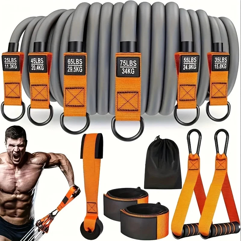 12 piece high-strength tension rope training set - environmentally friendly TPE latex anti breakage elastic band/resistance band