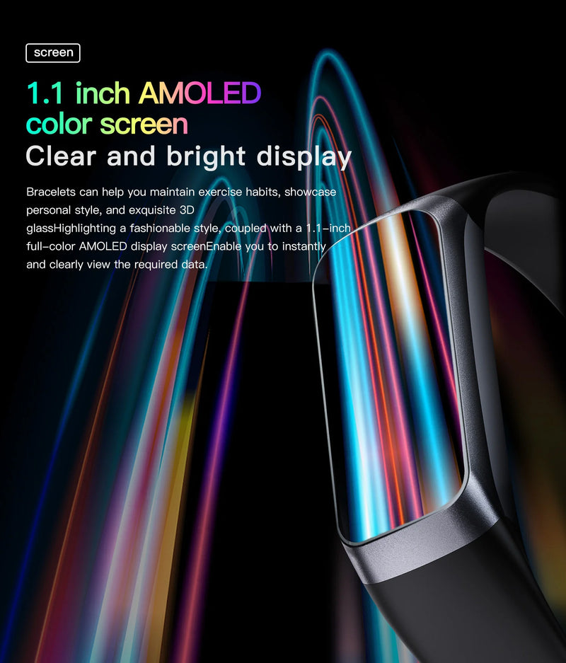 1.1 Inch Amoled Smart Watch Smartwatch Band Women Heart Rate Monitoring Waterproof Men Smart Bracelet Sport Fitness Tracker