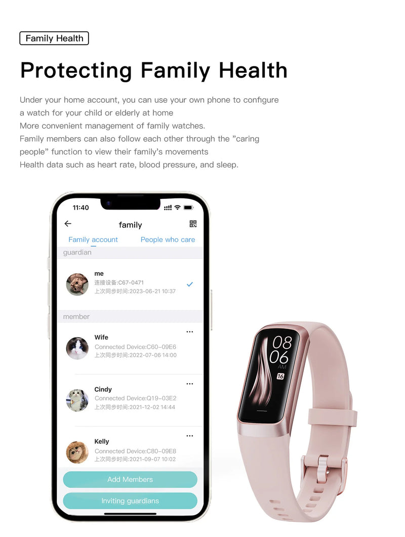 1.1 Inch Amoled Smart Watch Smartwatch Band Women Heart Rate Monitoring Waterproof Men Smart Bracelet Sport Fitness Tracker