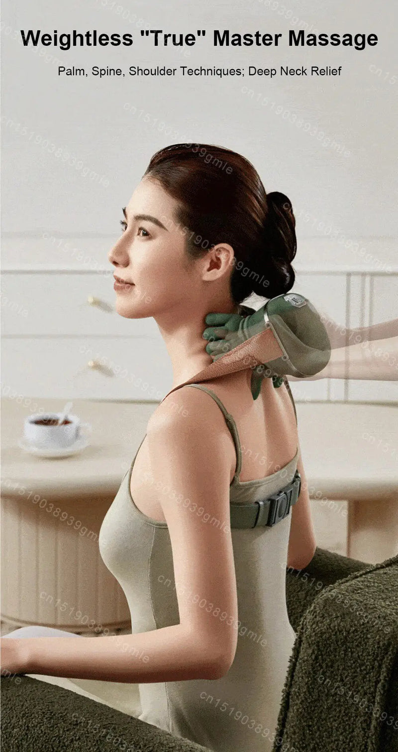 Electric Neck and Shoulder Massager Cervical Spine Massager Trapezius Kneading Muscles Heated Back Massagers Pillow Relaxation