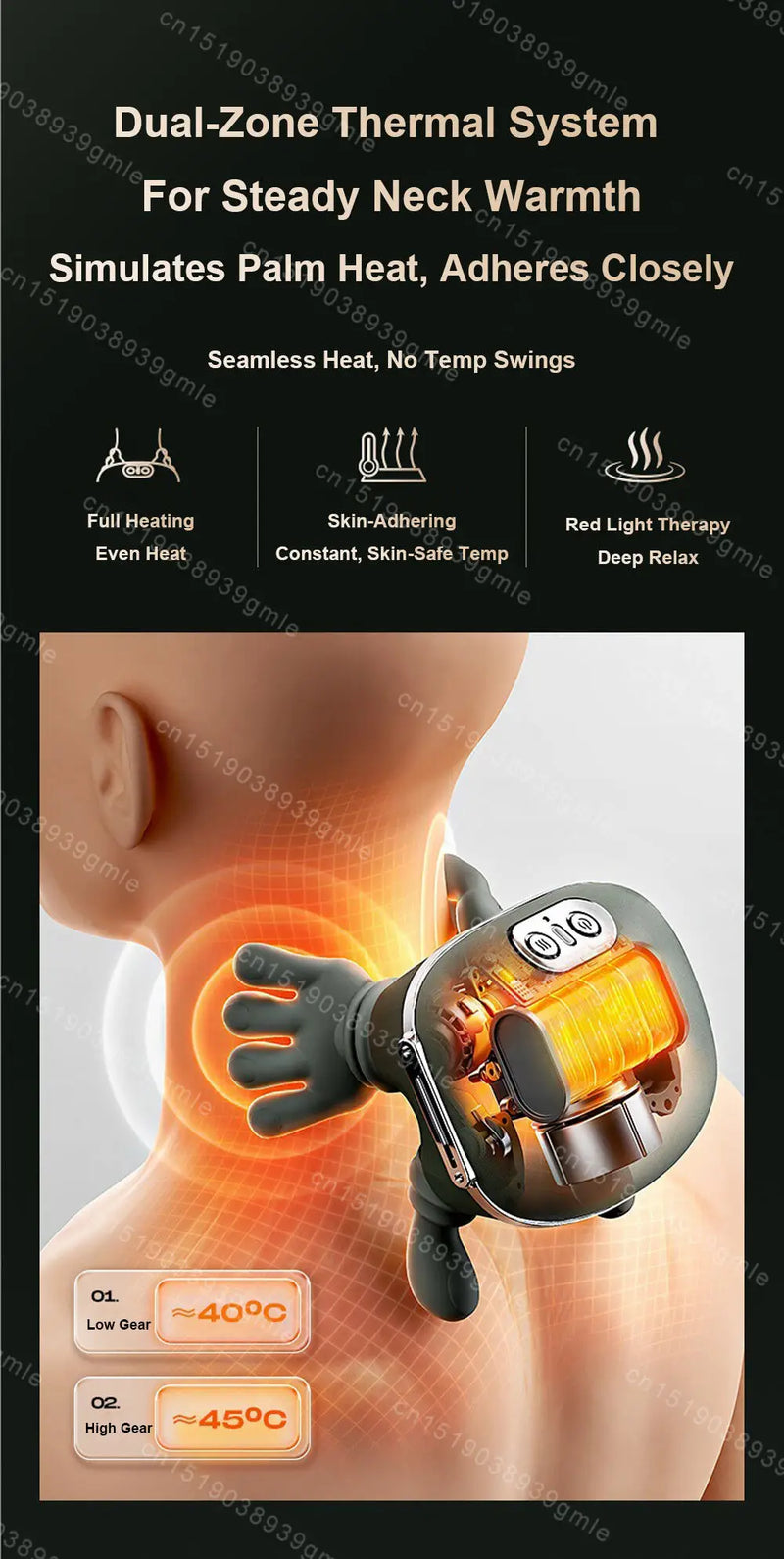 Electric Neck and Shoulder Massager Cervical Spine Massager Trapezius Kneading Muscles Heated Back Massagers Pillow Relaxation