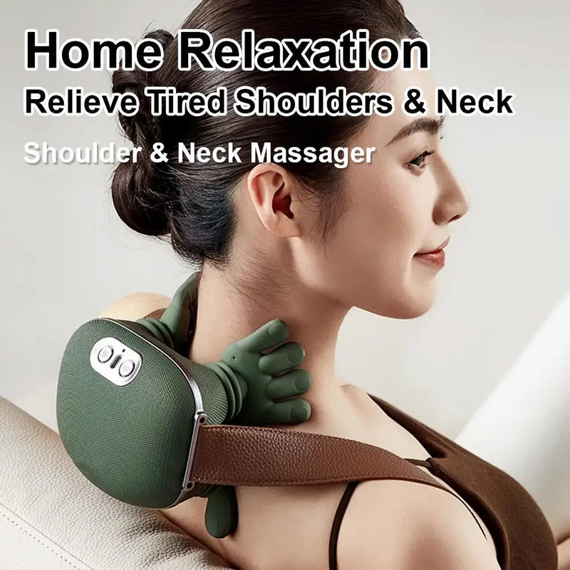 Electric Neck and Shoulder Massager Cervical Spine Massager Trapezius Kneading Muscles Heated Back Massagers Pillow Relaxation