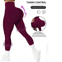Women's tight yoga seamless pants, solid color multi-color optional, high waist belly-closing exercise running Capri yoga pants,