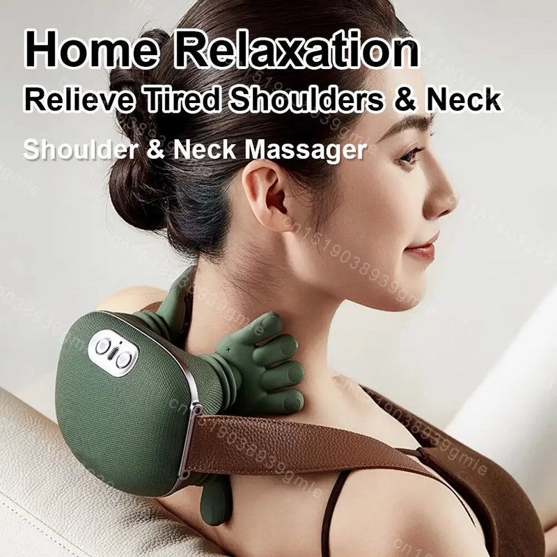 Electric Neck and Shoulder Massager Cervical Spine Massager Trapezius Kneading Muscles Heated Back Massagers Pillow Relaxation