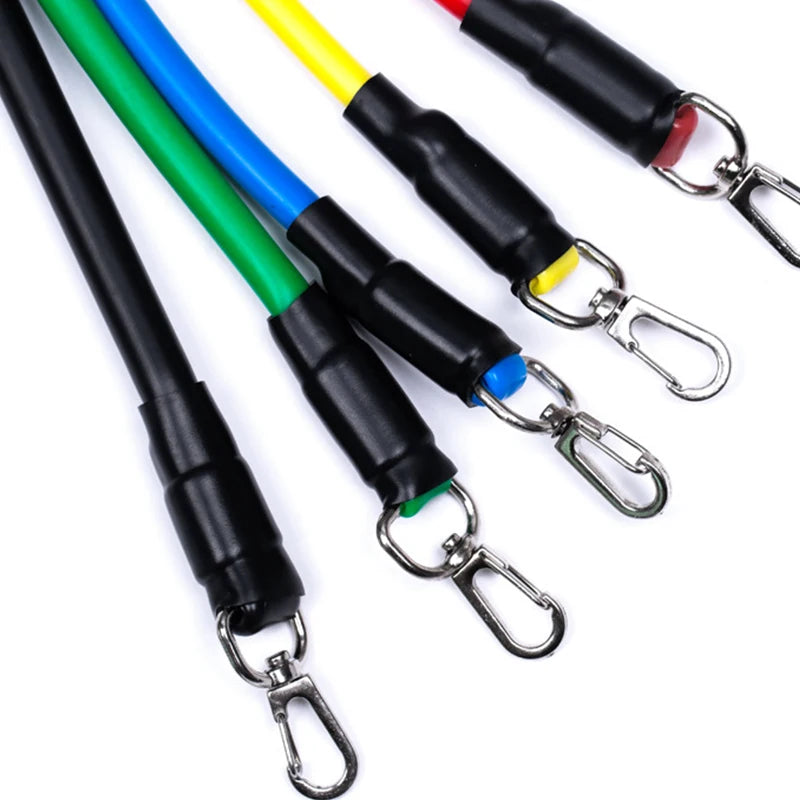11pcs TPE Resistance Band Set Fitness Band Pull Rope Elastic Training Band With Door Anchor Handles Carry Bag Legs Ankle Straps