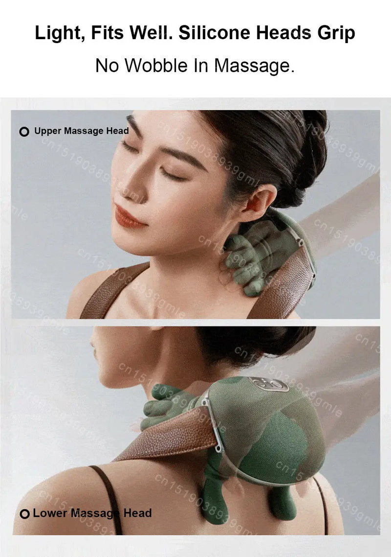 Electric Neck and Shoulder Massager Cervical Spine Massager Trapezius Kneading Muscles Heated Back Massagers Pillow Relaxation