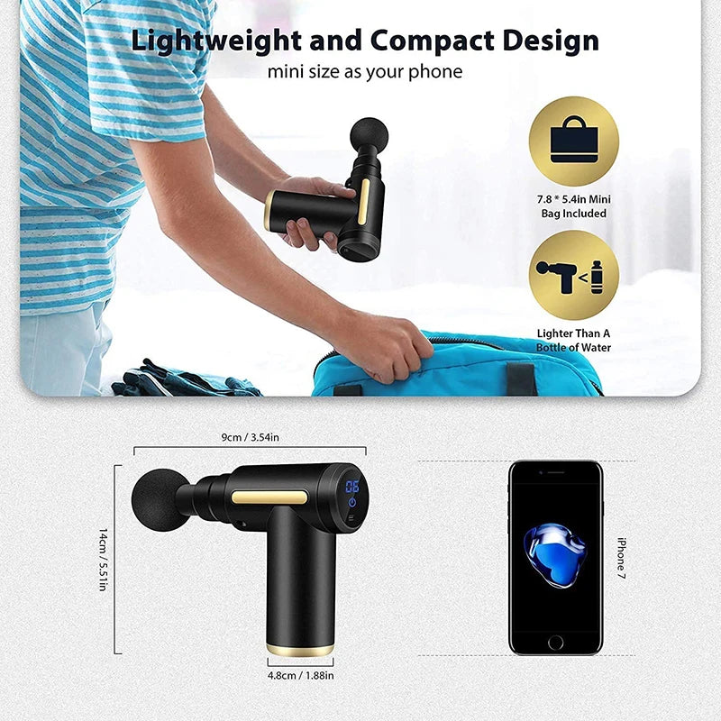 Massage Gun Portable Percussion Pistol Massager For Body Neck Deep Tissue Muscle Relaxation Gout Pain Relief Fitness